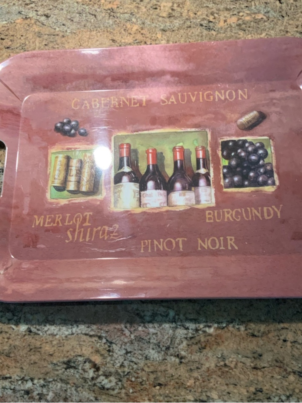 Wine-Themed Serving Tray in Berry Red